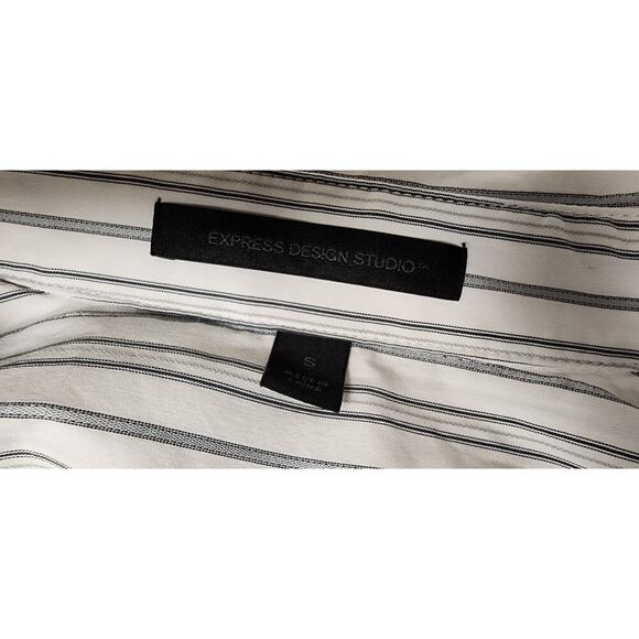 Express Design Long Sleeve Striped Black/White Shirt Size Small - Picture 7 of 7